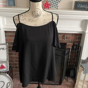 Bar III - Sz XL - black off shoulder flutter sleeve top
